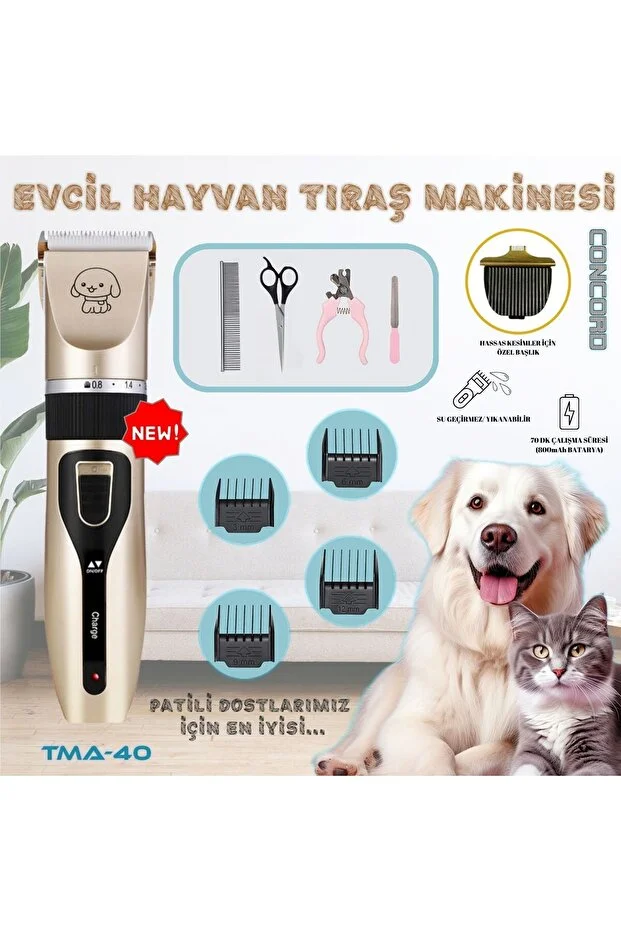 Concord Turbo Kedi Köpek Tıraş Seti Pet Evcil Hayvan Tüy Kesme Tıraş Makinesi